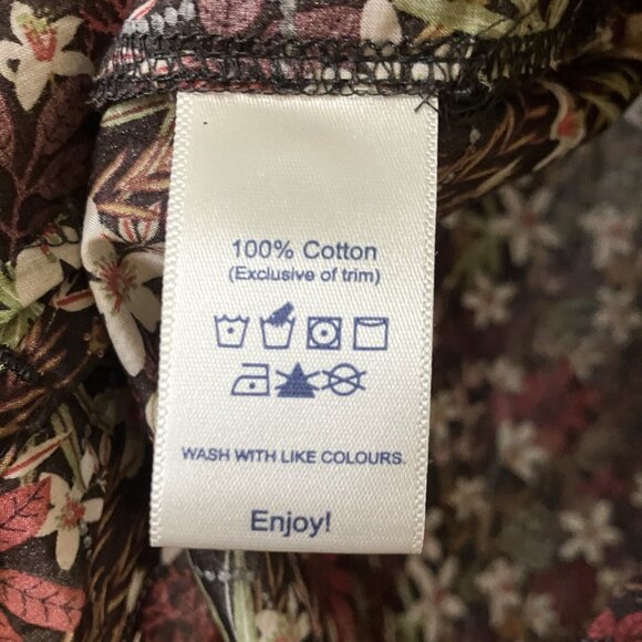 Vintage Tilley Button Up Shirt Womens L Black Floral Cotton Blouse Made Canada - Picture 3 of 6